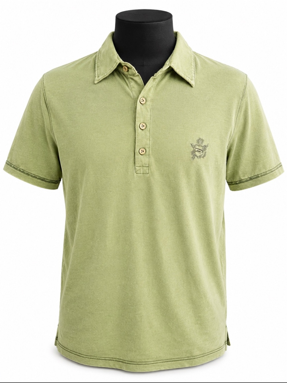 Diesel Men’s Sage Green Embroidered Crest Cotton Polo Shirt XL